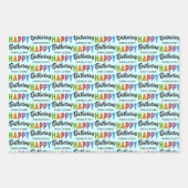 Happy Birthday Typografy Individuelle Name Geschenkpapier Set (Vorderseite 2)