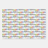 Happy Birthday Typografy Individuelle Name Geschenkpapier Set (Vorderseite)
