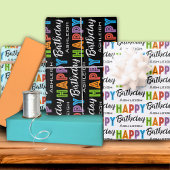Happy Birthday Typografy Individuelle Name Geschenkpapier Set