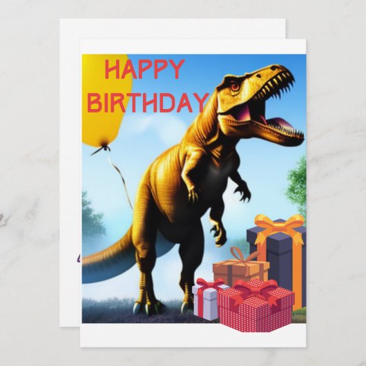 Happy Birthday Tyrannosaurus Dinosaurs Flat Card (Vorne/Hinten)