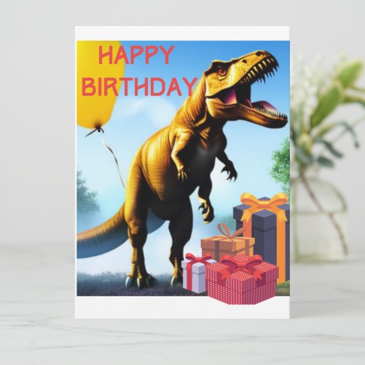Happy Birthday Tyrannosaurus Dinosaurs Flat Card (Stehend Vorderseite)