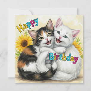 Happy Birthday umarmt Katzen Karte