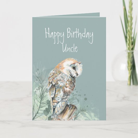 Happy Birthday Uncle Barn Owl Dankeskarte (Vorderseite)