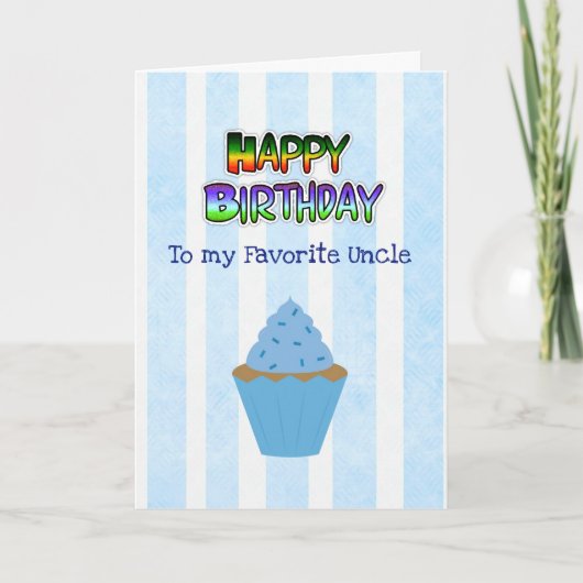 Happy Birthday Uncle Card Blue Cupcake Karte (Vorderseite)