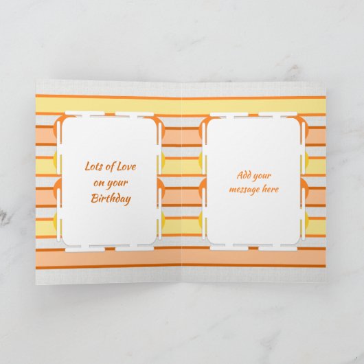 Happy Birthday Uncle orange und gelbes Foto Karte (Innenseite)