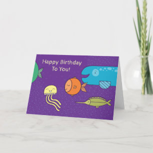 Happy Birthday Under the Sea Card with Fish Karte