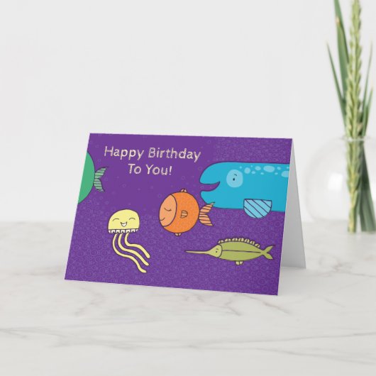 Happy Birthday Under the Sea Card with Fish Karte (Vorderseite)