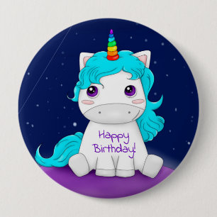 Happy Birthday Unicorn Button