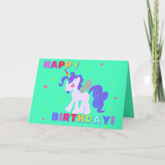 Happy Birthday Unicorn Card 3 I LIEBE UNICORNS Karte (Vorderseite)