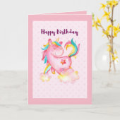 Happy Birthday Unicorn Card Karte (Gelbe Blume)