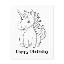 Happy Birthday Unicorn Farbseiten