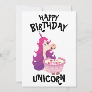 Happy Birthday Unicorn Lila Feiertagskarte