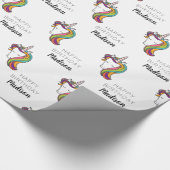 Happy Birthday | Unicorn Name hinzufügen Geschenkpapier (Ecke)