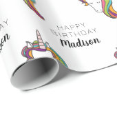 Happy Birthday | Unicorn Name hinzufügen Geschenkpapier (Rolleneckpunkt)