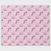 Happy Birthday | Unicorn Name hinzufügen Geschenkpapier (Flach)