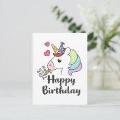 Happy Birthday Unicorn - Niedliches Party Design Postkarte (Stehend Vorderseite)
