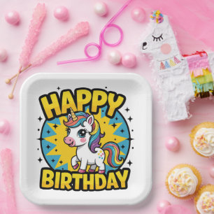 Happy Birthday Unicorn Pappteller