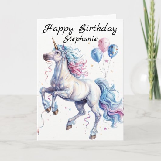 Happy Birthday Unicorn Personalisiert Karte (Vorderseite)