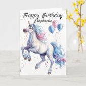 Happy Birthday Unicorn Personalisiert Karte (Gelbe Blume)
