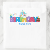 Happy Birthday Unicorn (personalisiert) Rechteckiger Aufkleber (Tasche)