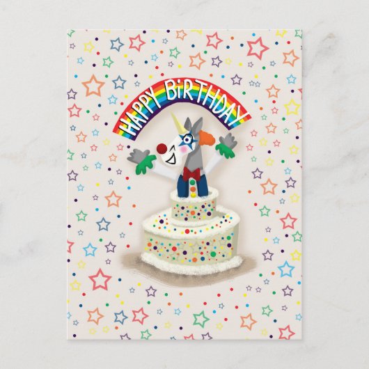 Happy Birthday Unicorn Postkarte (Vorderseite)