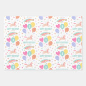 Happy Birthday Unicorn Regenbogen Alle Altersklass Geschenkpapier Set (Vorderseite)