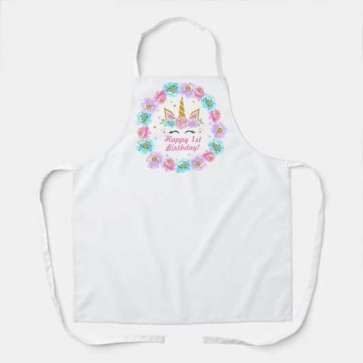 Happy Birthday Unicorn Rose Schürze (Vorderseite)