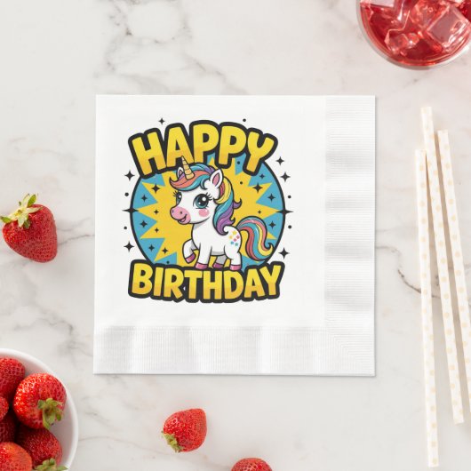 Happy Birthday Unicorn Serviette (Beispiel)