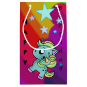 Happy Birthday Unicorn Star Rainbow Kleine Geschenktüte (Rückseite)