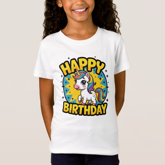 Happy Birthday Unicorn T-Shirt (Vorderseite)