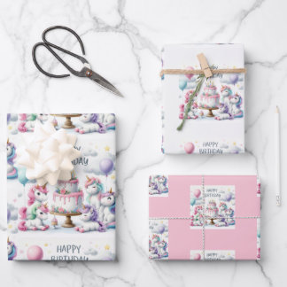 Happy Birthday Unicorn Themed Geschenkpapier Set