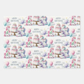 Happy Birthday Unicorn Themed Geschenkpapier Set (Vorderseite)