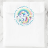 Happy Birthday Unicorn und Mermaids Runder Aufkleber (Tasche)