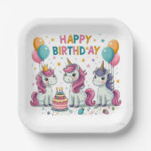 Happy Birthday Unicorns Pappteller (Vorderseite)