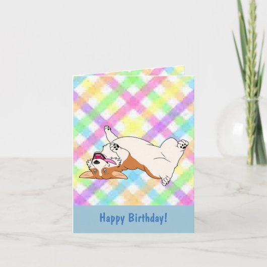 Happy Birthday Upside Down Corgi Cartoon Karte (Vorderseite)