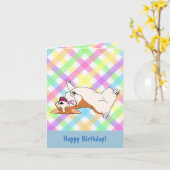 Happy Birthday Upside Down Corgi Cartoon Karte (Gelbe Blume)
