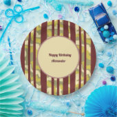 Happy Birthday Urban Camouflage Stripe Pattern Pappteller (Party)