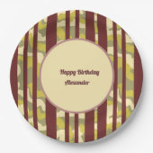 Happy Birthday Urban Camouflage Stripe Pattern Pappteller (Vorderseite)