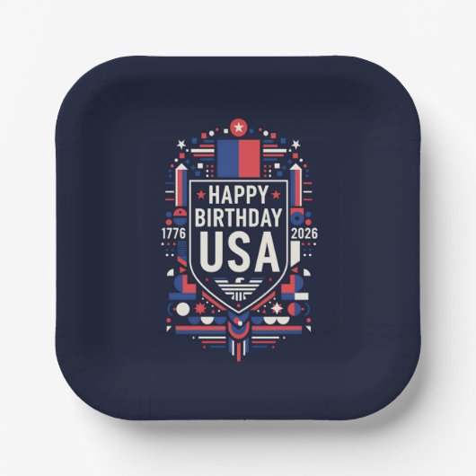 Happy Birthday USA 250 Pappteller (Vorderseite)