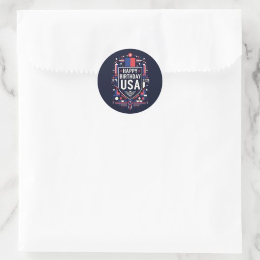 Happy Birthday USA 250 Runder Aufkleber (Tasche)