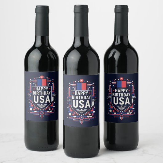 Happy Birthday USA 250 Weinetikett (Flaschen)