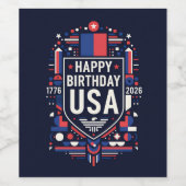 Happy Birthday USA 250 Weinetikett (Einzelnes Label)