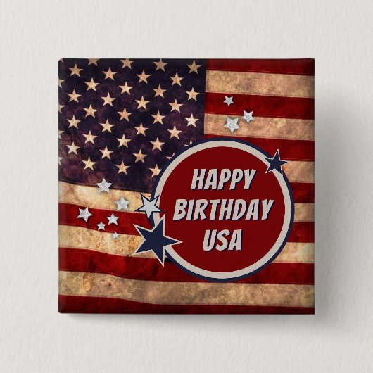 Happy Birthday USA (anpassbar) Button (Vorderseite)