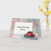 Happy Birthday USA Road Map Karte (Gelbe Blume)