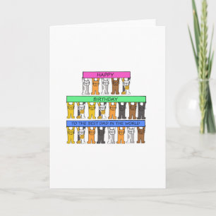 Happy Birthday Vater Cartoon Katzen mit Bannern Karte