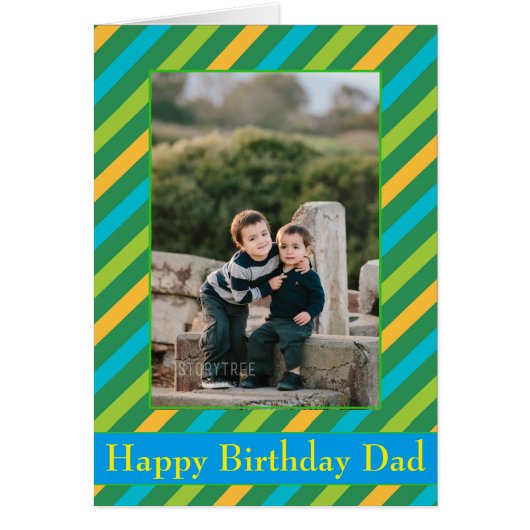 Happy Birthday Vater Diagonal Stripes Foto (Vorne)