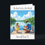 Happy Birthday Vater | Father Fishing mit Tochter Karte<br><div class="desc">Eine sentimental Happy Birthday Karte für Papa. Eine hübsche Abbildung eines Vaters, der mit seiner Tochter vor einem Pier auf einem See angeln möchte.</div>