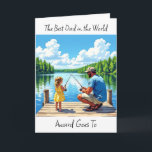 Happy Birthday Vater | Father Fishing mit Tochter Karte<br><div class="desc">Eine sentimental Happy Birthday Karte für Papa. Eine hübsche Abbildung eines Vaters,  der mit seiner Tochter vor einem Pier auf einem See angeln möchte.</div>