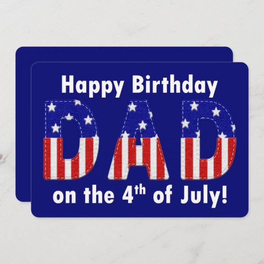 Happy Birthday Vater Felt Look 4. Juli (Vorne/Hinten)