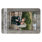 Happy Birthday Vater Foto Rustic Wood Magnet (Horizontal)